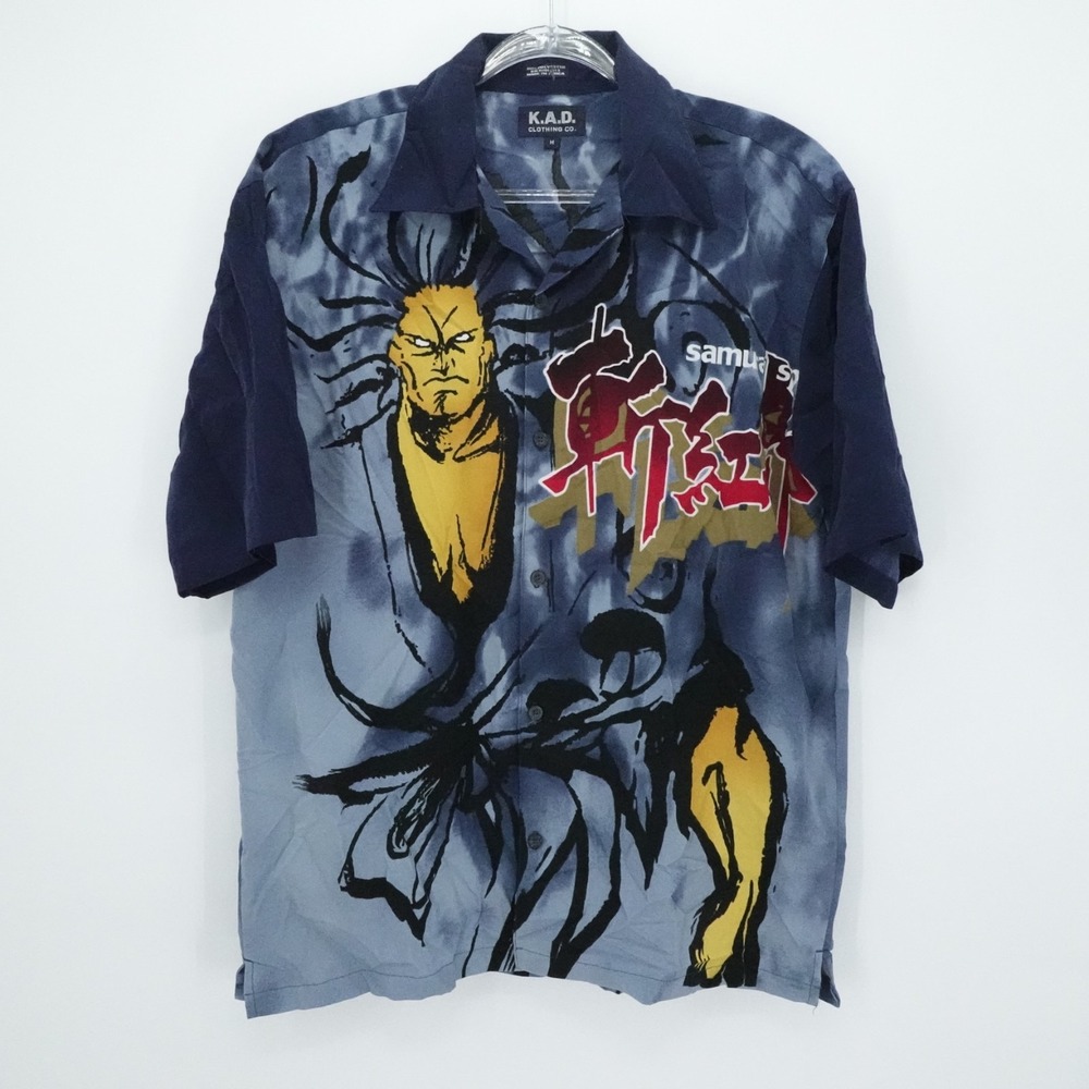 Vintage Anime Shirt Mens Medium Samurai Spirit Short Sleeve Button‎ KAD Clothing